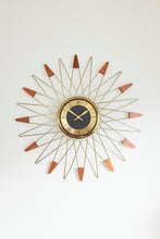 Starburst Clock - Wood / Brass accented Starbursts, Welby a Division of Elgin - Made in Germany
