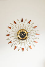Starburst Clock - Wood / Brass accented Starbursts, Welby a Division of Elgin - Made in Germany