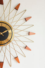 Starburst Clock - Wood / Brass accented Starbursts, Welby a Division of Elgin - Made in Germany