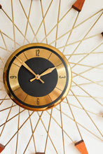 Starburst Clock - Wood / Brass accented Starbursts, Welby a Division of Elgin - Made in Germany