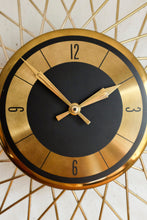 Starburst Clock - Wood / Brass accented Starbursts, Welby a Division of Elgin - Made in Germany