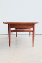 Vintage Danish Modern Coffee Table for Moreddi with Cane Shelf by Kristiansen Thomassen