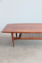 Vintage Danish Modern Coffee Table for Moreddi with Cane Shelf by Kristiansen Thomassen