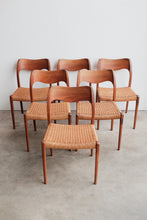 Mid Century Danish Modern JL Moller Model 71 Chairs - Teak, Set of Six Made in Denmark Original Vintage