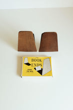 Teak Bookends with Metal Base - new old stock with box