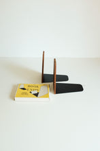Teak Bookends with Metal Base - new old stock with box