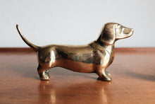 Brass Dachshund Doxie Dog Figurine / Hollywood regency / Brass Animal / MCM Home DecorS