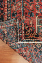 Antique Persian Karaja Red and Blue Rug Late 19th Century - 4'9" X 6'3"