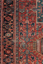 Antique Persian Karaja Red and Blue Rug Late 19th Century - 4'9" X 6'3"