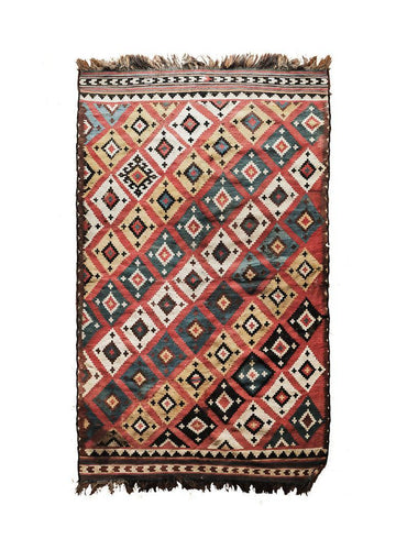 Antique Persian Qashqai Tribal Kilim Rug - 4′6″ × 7′9″