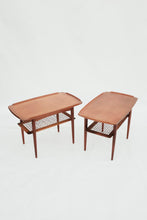 Danish Modern Selig Side Table - Made in Denmark / Cane Shelf Side End Tables / Knud and Erik Christensen