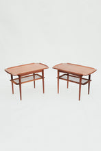 Danish Modern Selig Side Table - Made in Denmark / Cane Shelf Side End Tables / Knud and Erik Christensen