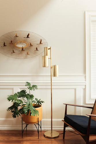 Mid Century Brass Koch and Lowy Floor Lamp / Adjustable Brass Floor Reading Lamp 1960s / MCM Lamp / Brass Lamp