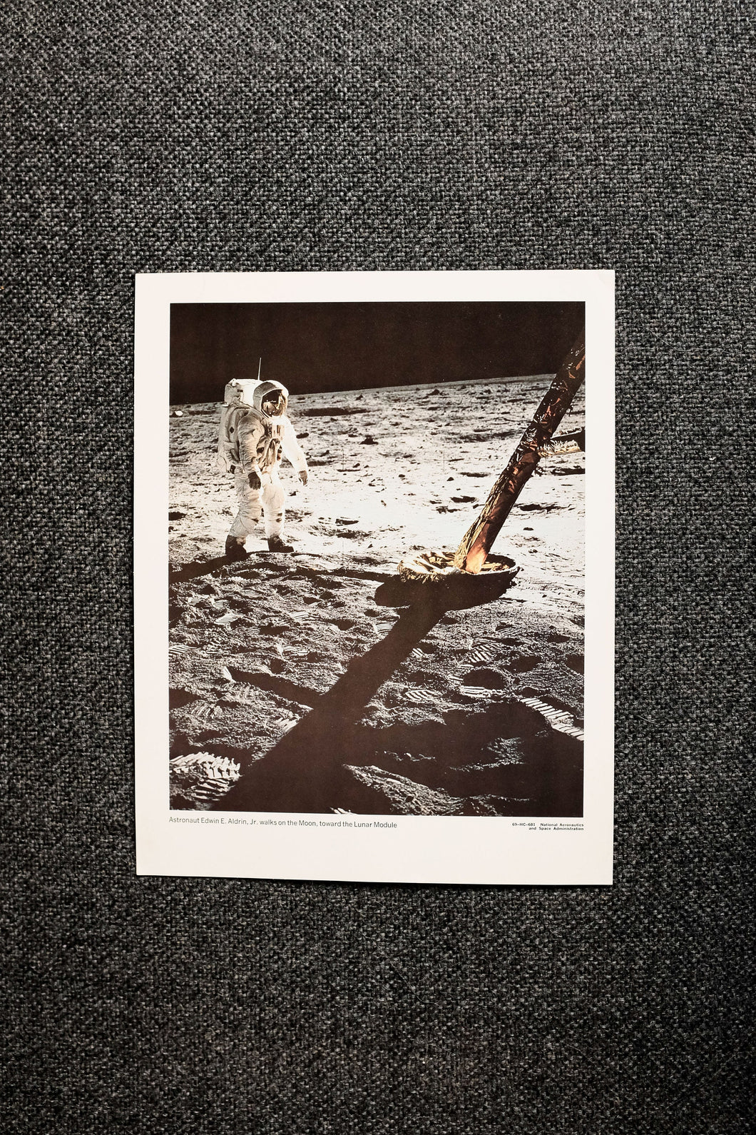 Large Nasa Print - Astronaut and Lunar Module Photo