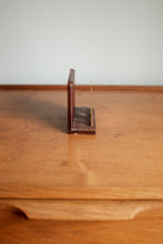 Vintage Dad desk organizer Brass and wood / napkin holder