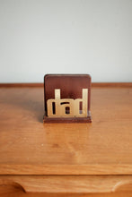 Vintage Dad desk organizer Brass and wood / napkin holder