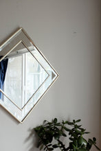 Mid Century Brass hanging Wall Mirror  /  Geometric Design