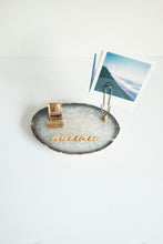 Oversized Brass Paperclip Photo holder Geode Base - Boeing retro computer