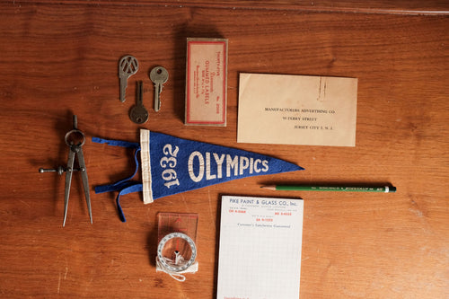 Vintage 1932 Olympics Pennant - Blue and White