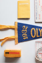 Vintage 1932 Olympics Pennant - Blue and yellow