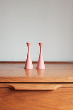 Swedish Pink Wood Candle Holders
