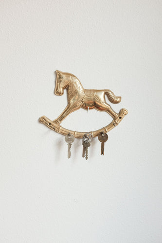 Brass Rocking horse Key Holder Vintage