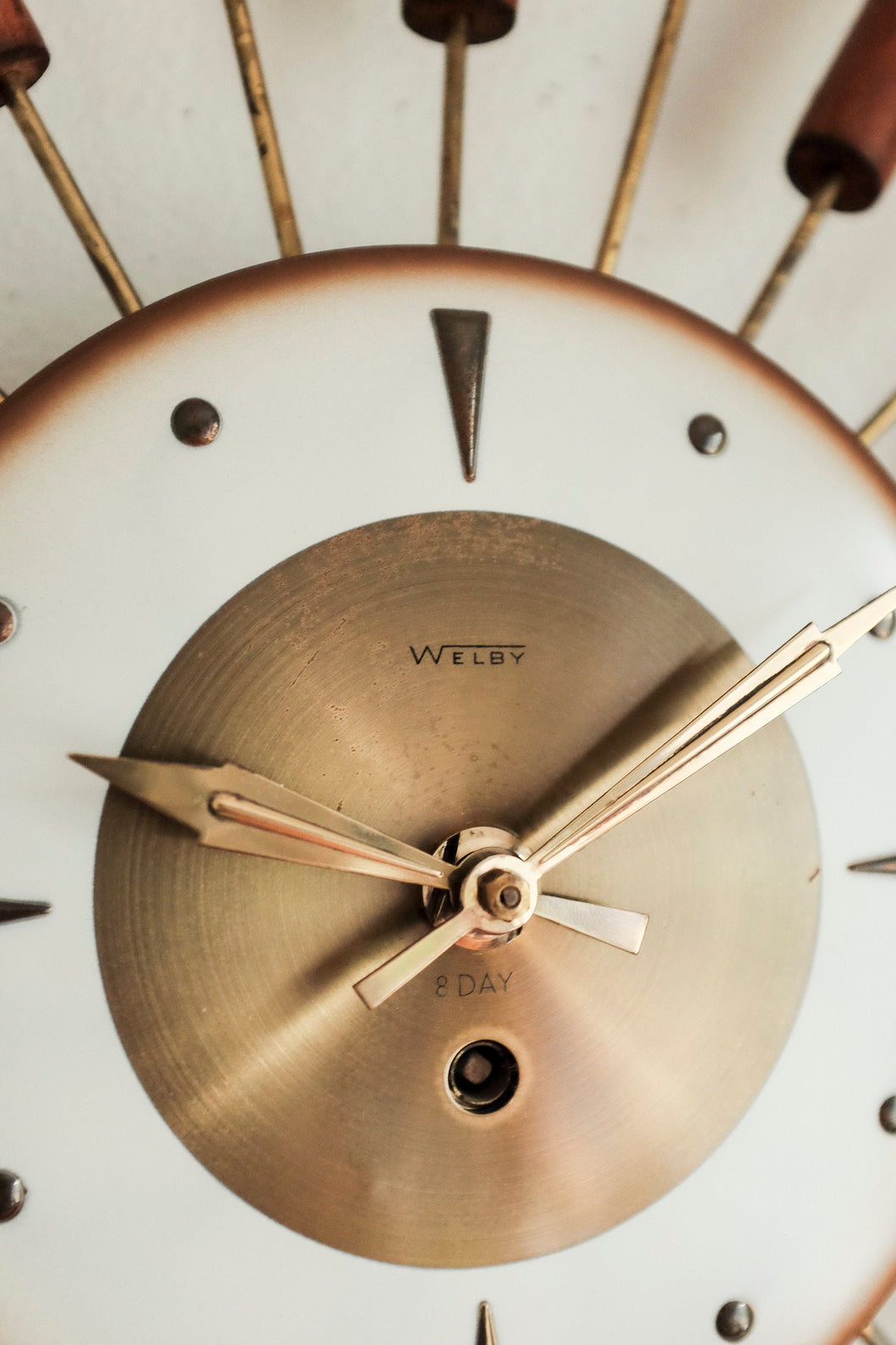 Vintage Mid Century Welby Starburst Clock - Wood / Brass accented star –  MicroscopeTelescope