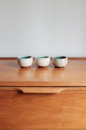 Set of 3 Ceramic bowls or cups two toned