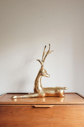 Large Brass Sitting Deer