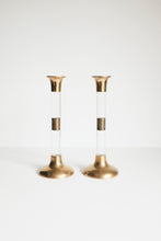 Vintage Brass And Lucite Candle Holders - Pair