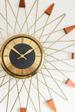 Starburst Clock - Wood / Brass accented Starbursts, Welby a Division of Elgin - Made in Germany