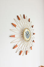 Starburst Clock - Wood / Brass accented Starbursts, Welby a Division of Elgin - Made in Germany