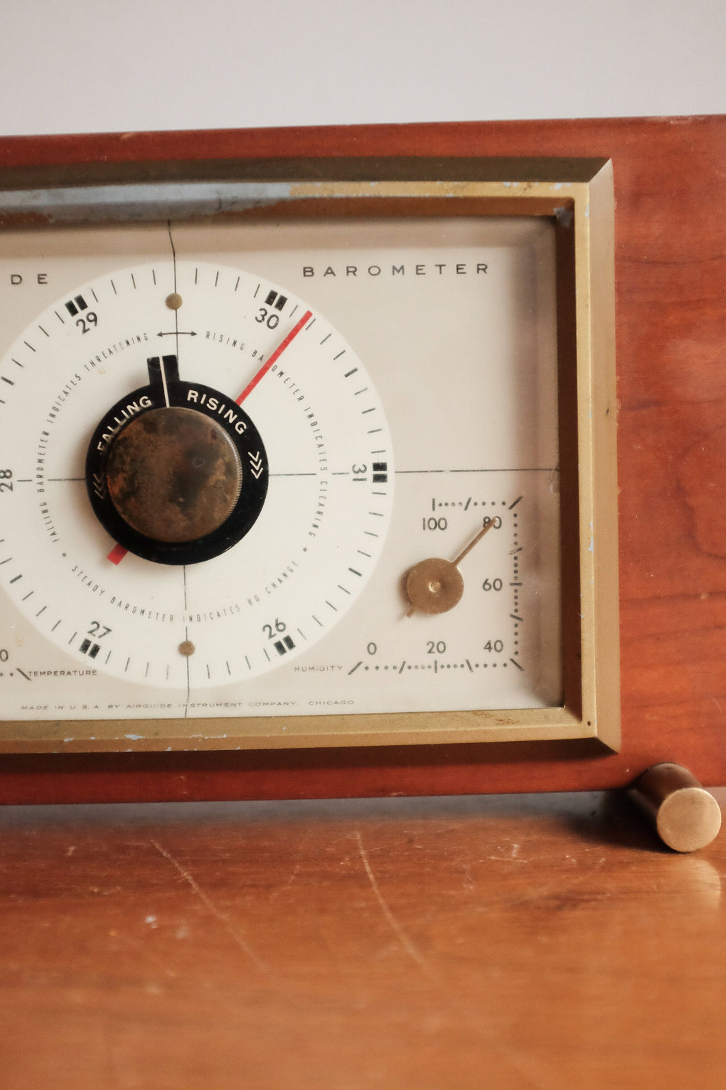 Airguide Barometer Wood and metal science dial weather instrument ...
