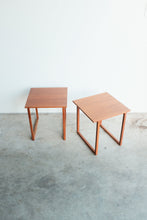 Danish Teak Side Tables - Pair - Mid Century Square Accent Tables - Made in Denmark