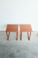 Danish Teak Side Tables - Pair - Mid Century Square Accent Tables - Made in Denmark