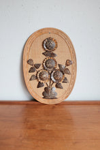 Vintage Flower Wall hanging - hand carved coconut shell
