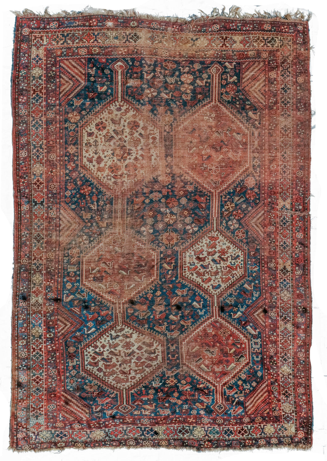 Late 19th Century Antique Qashqai Rug - 6′4″ × 10′5